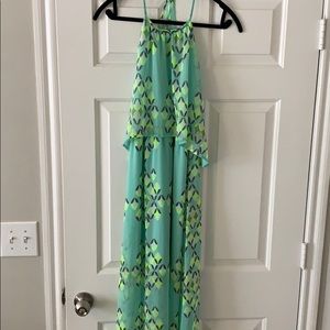 Colorful long flows dress